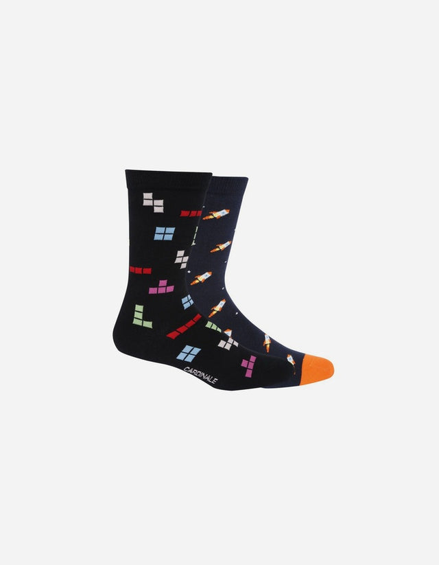 Pack 2 Pares Calcetines Algodón Hombre Ttris Ngr/Rckt Navy