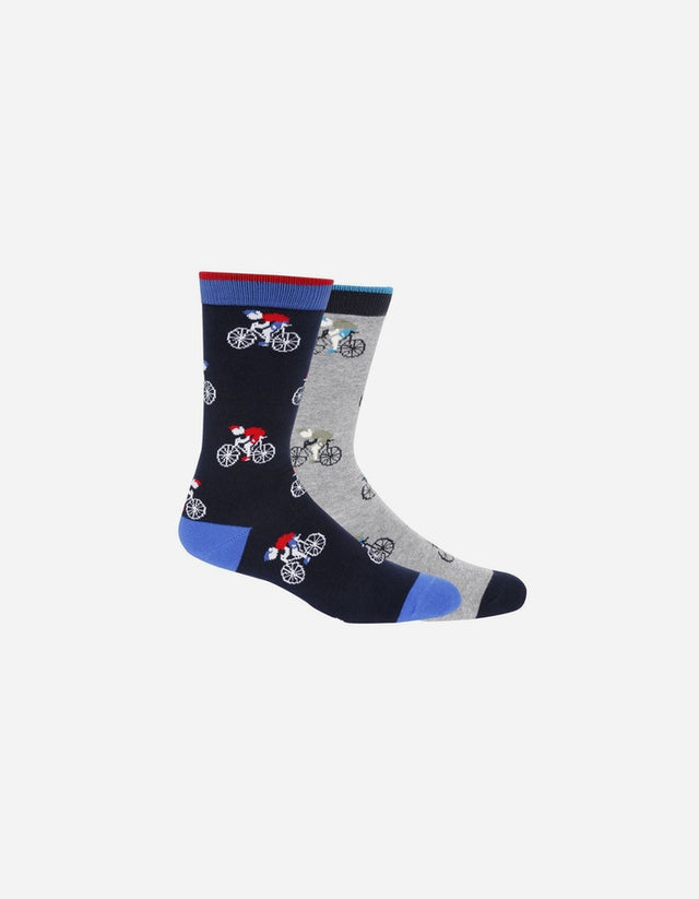 Pack 2 Pares Calcetines Algodón Hombre Bke Azul/Bke Gris