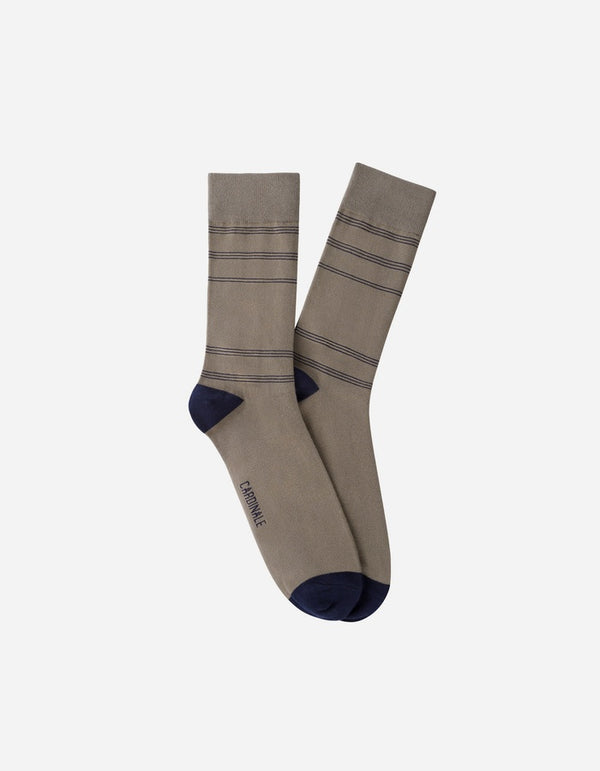 Calcetines Hombre Algodón Beige Con Líneas Finas (Talla 39-45) Calc-1U-Lf06