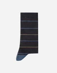 Calcetines Hombre Algodón Gris Con Líneas Beige (Talla 39-45) Calc-1U-Li45