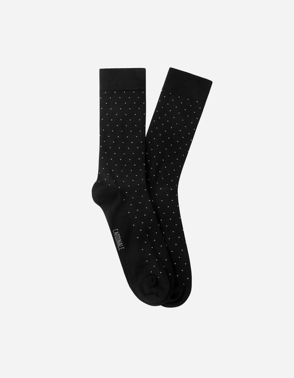 Calcetines Hombre Algodón Negro Con Puntitos (Talla 39-45) Calc-1U-Pt01