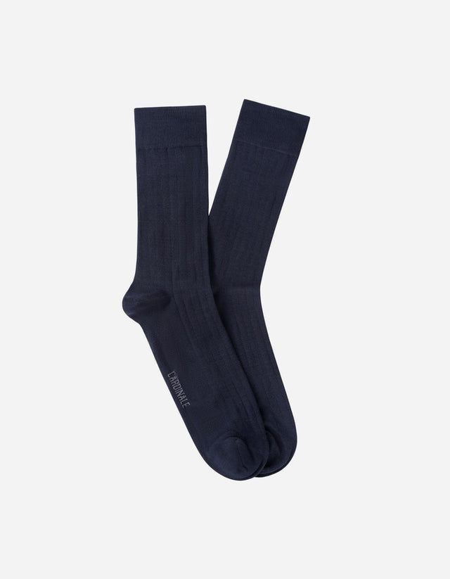Calcetines Hombre Algodón Azul Acanalado (Talla 39-45) Calc-1U-Vb01