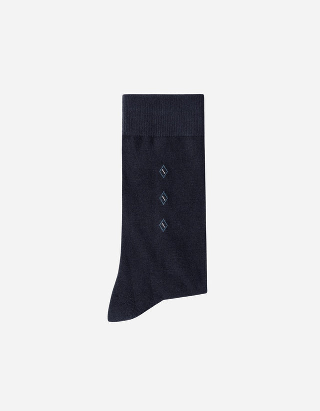 Calcetines Hombre Algodón Azul Con Rombos Pequeños (Talla 39-45) Calc-1U-Vr05