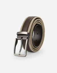 Cinturón Ajustable Hombre Cuero Y Textil Café Cint-C303