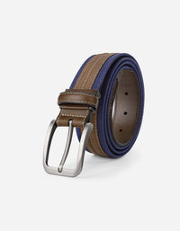 Cinturón Ajustable Hombre Cuero Y Textil Café Cint-C304