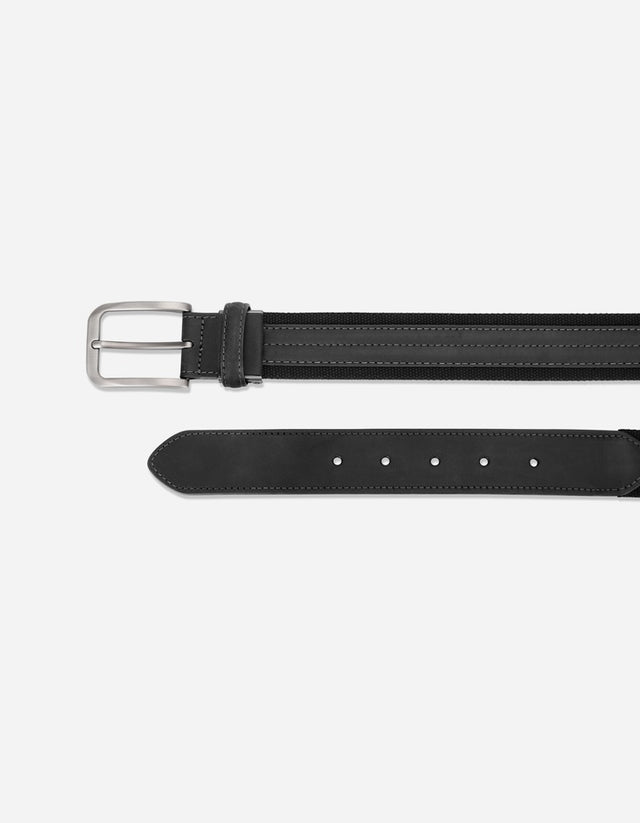 Cinturón Ajustable Hombre Cuero Y Textil Negro Cint-C304