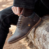 Botines Formal Casual Hombre Cuero Con Costuras Decorativas Crowl-6-81 Brandy