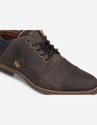 Botines Formal Casual Hombre Cuero Con Costuras Decorativas Crowl-6-81 Brandy
