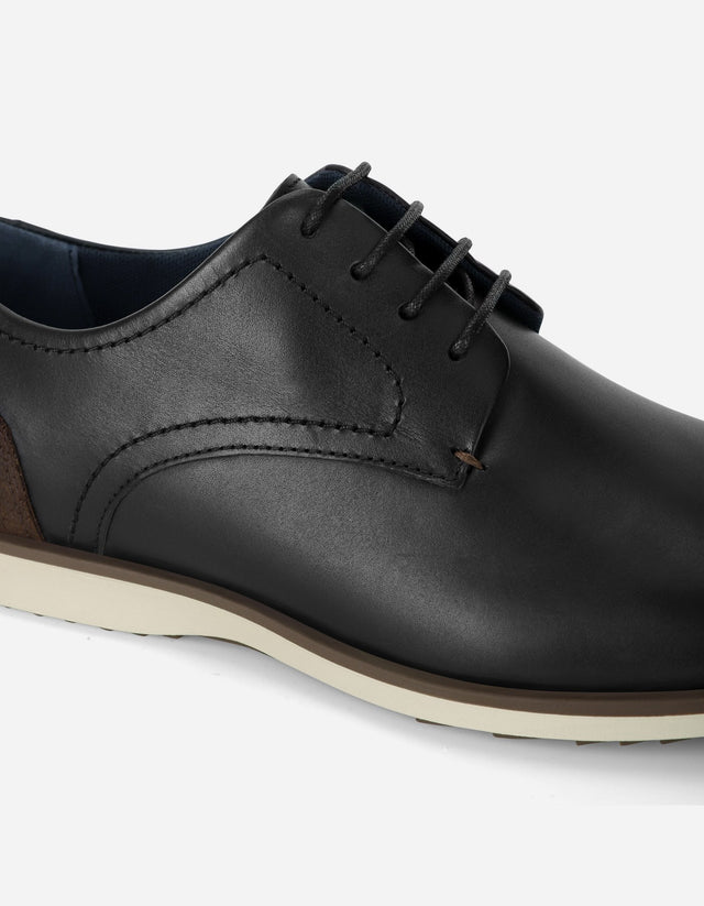 Zapatos Formal Hombre 24 Flex Cuero Talón Café Denver Negro