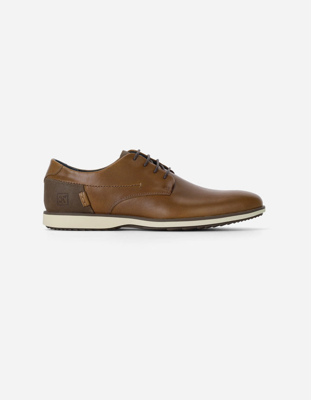 Zapatos Formal Hombre 24 Flex Cuero Talón Café Denver Brandy