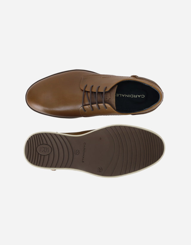 Zapatos Formal Hombre 24 Flex Cuero Talón Café Denver Brandy