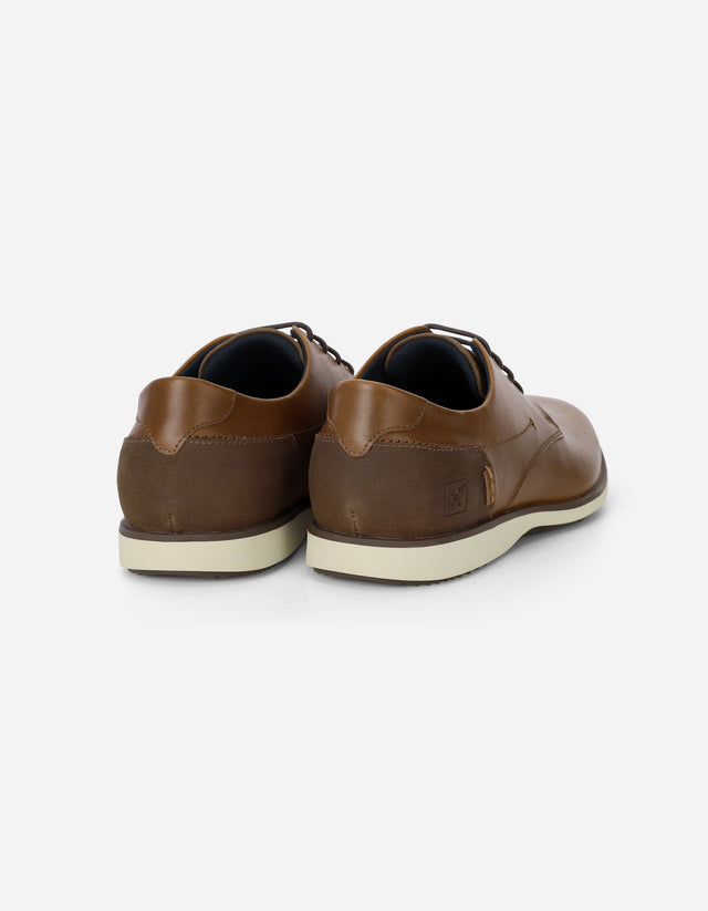 Zapatos Formal Hombre 24 Flex Cuero Talón Café Denver Brandy