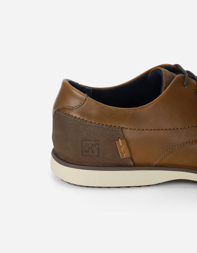 Zapatos Formal Hombre 24 Flex Cuero Talón Café Denver Brandy