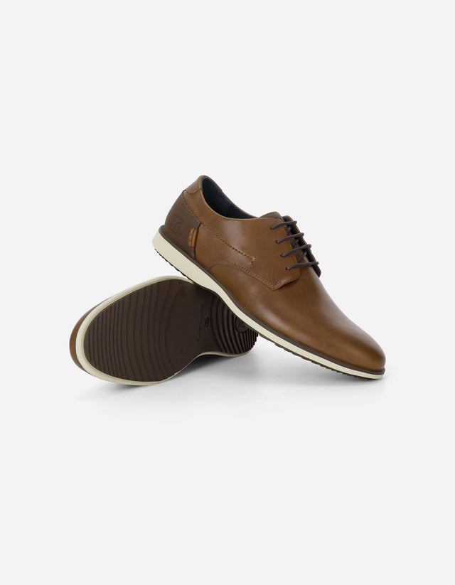 Zapatos Formal Hombre 24 Flex Cuero Talón Café Denver Brandy