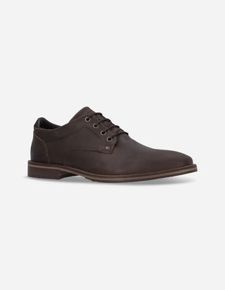 Zapatos Hombre Cuero Y Textil Desk-0-13 Café