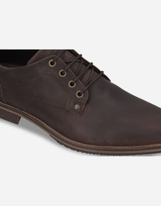 Zapatos Hombre Cuero Y Textil Desk-0-13 Café