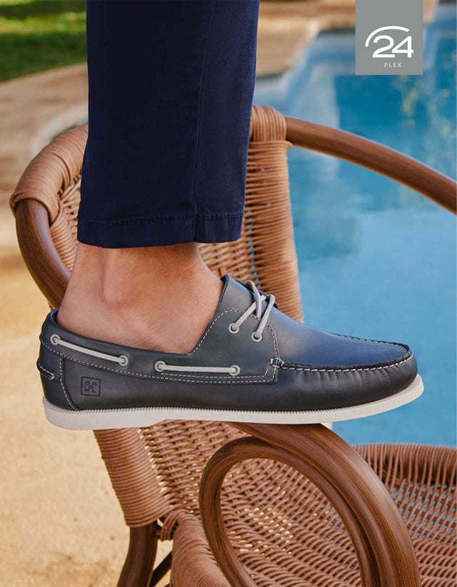 Zapatos Mocasín Náutico Hombre 24 Flex Cuero Dockside Azul