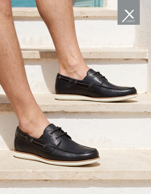 Zapatos Náuticos Hombre X-Light Cuero Dockwalk-0-01 Negro