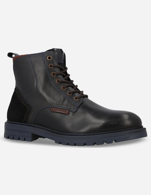 Botines Casual Urbano Hombre Cuero Drift Azul Bullboxer