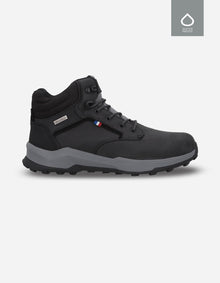 BOTINES TREKKING WATERPROOF HOMBRE CUERO Y TEXTIL ELBRUS-6-27 NEGRO
