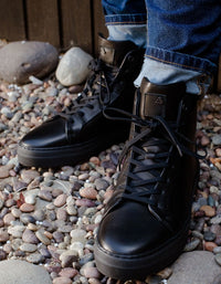 Bullboxer Zapatillas Hombre Caña Alta Cuero Glasgow-6-45 Negro