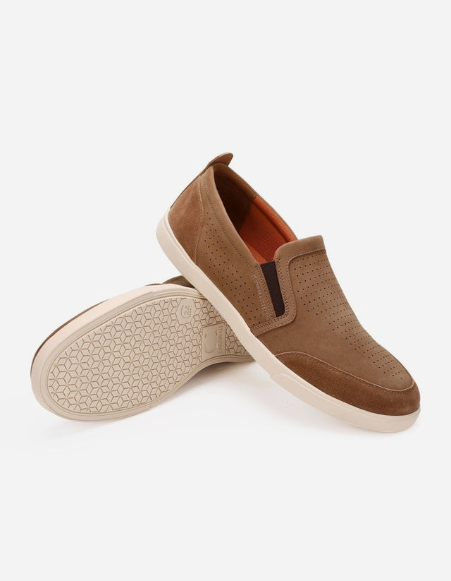 Zapatos Hombre Slip-On Cuero Grommet-3-13 Beige