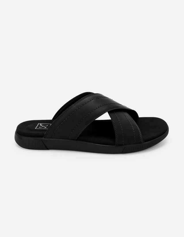 Sandalias Hombre Cruzadas De Cuero Hakuna-9-05 Negro