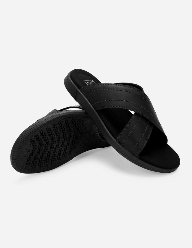 Sandalias Hombre Cruzadas De Cuero Hakuna-9-05 Negro