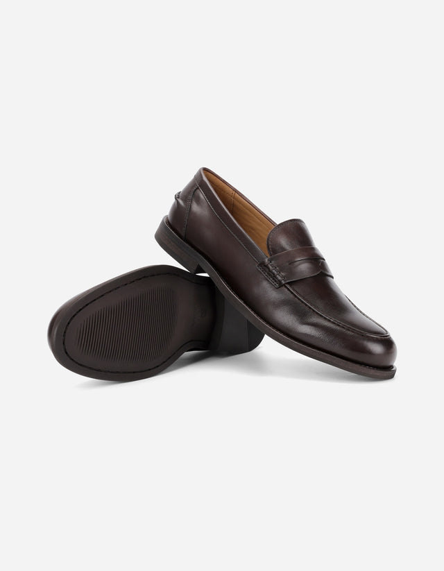 Mocasín Formal Hombre Cuero Penny Loafer Lark Café 