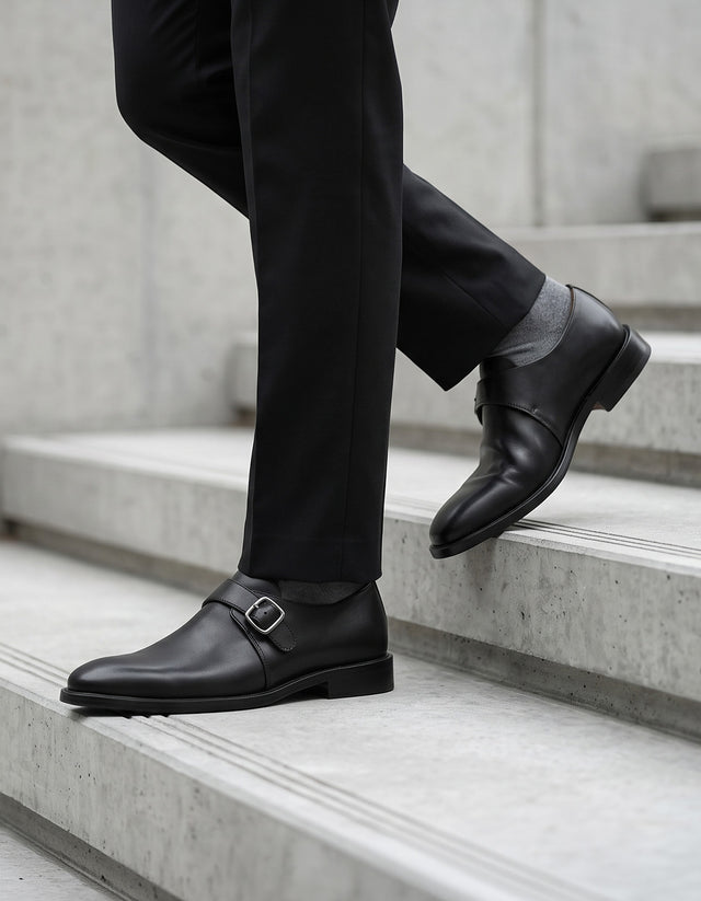 Zapato Formal Hebilla Hombre Cuero Monk Strap Laurence Negro