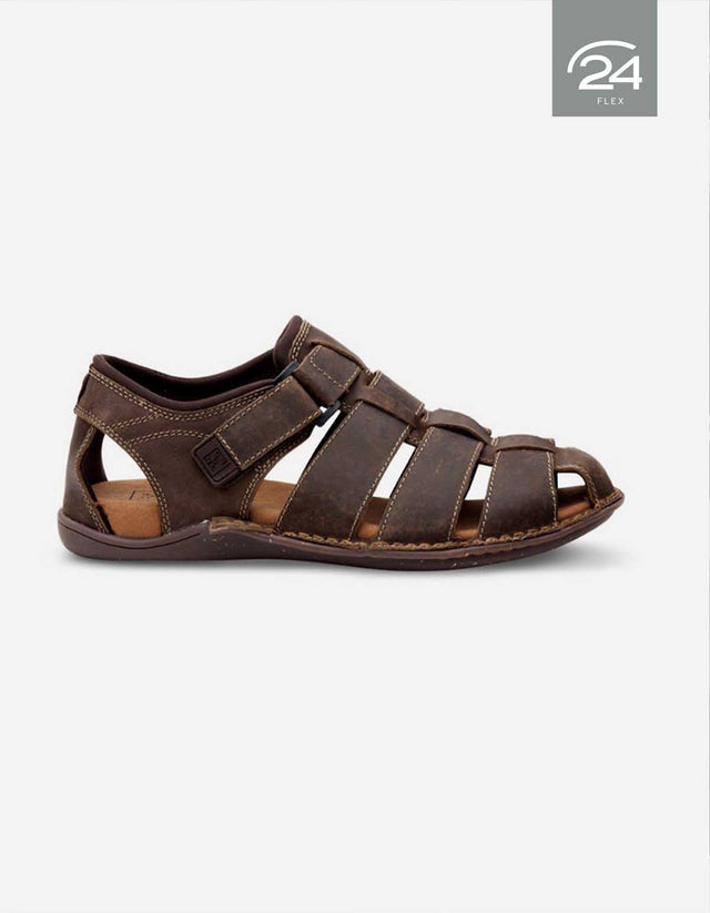 Sandalias Cerradas Hombre 24 Flex Cuero Mallorca Café