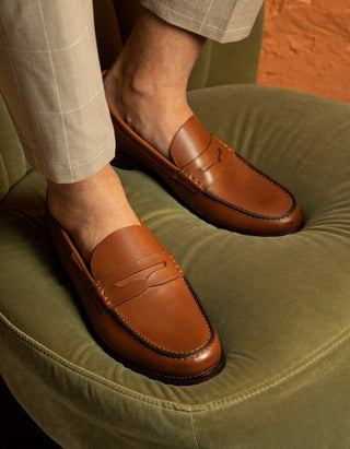 Mocasines Hombre Suela Cuero Moc Arg-5-77 Brandy