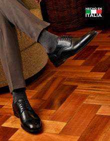 ZAPATOS HOMBRE FORMALES MAGNO SUELA CUERO HECHO EN ITALIA MODENA-0-04 NEGRO