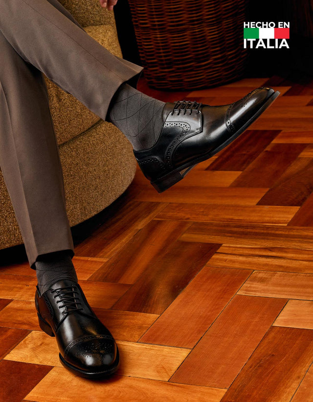 Zapatos Formales Hombre Hecho En Italia Suela Cuero Magno Modena-0-04 Negro