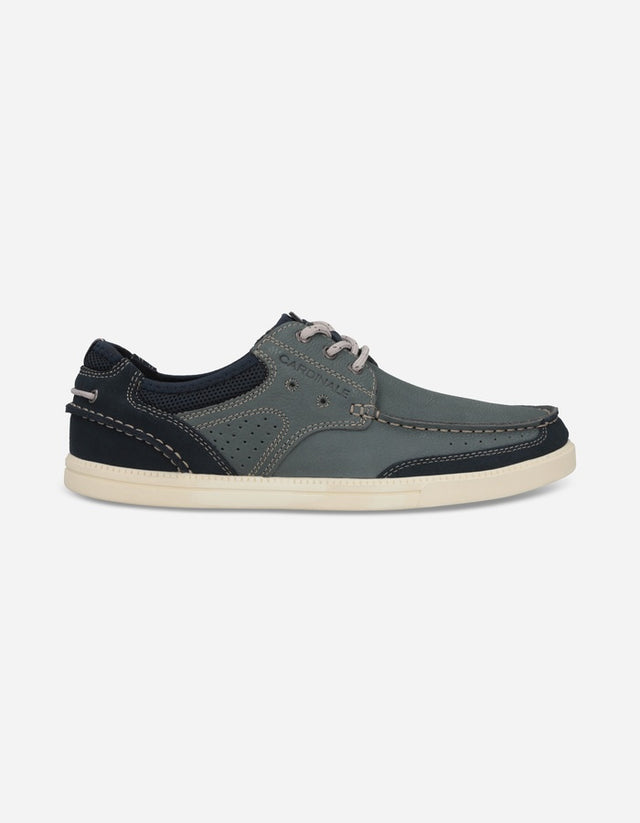 Zapatos Náuticos Hombre 24 Flex Cuero Muelle Azul