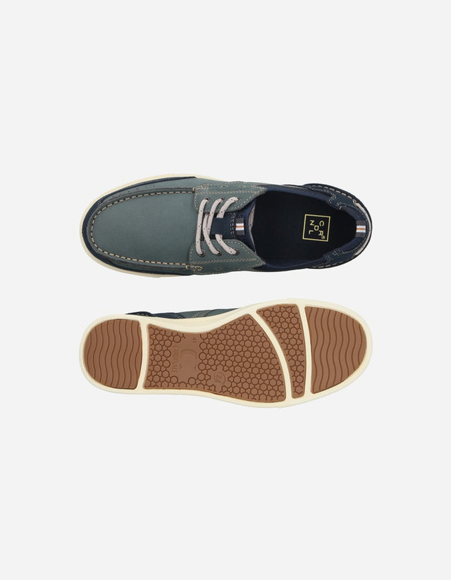 Zapatos Náuticos Hombre 24 Flex Cuero Muelle Azul