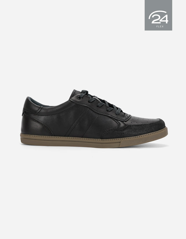 Zapatilla Urbana Hombre Cuero  24 Flex Muelle Negro