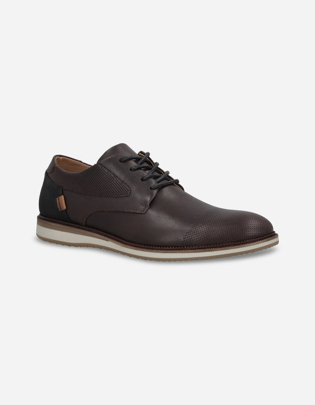 Zapatos Formal Casual Hombre Cuero Detalle Perforacionesnox-0-32 Café Bullboxer