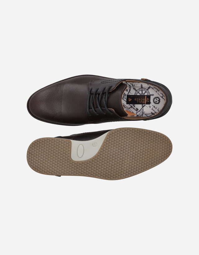 Zapatos Formal Casual Hombre Cuero Detalle Perforacionesnox-0-32 Café Bullboxer
