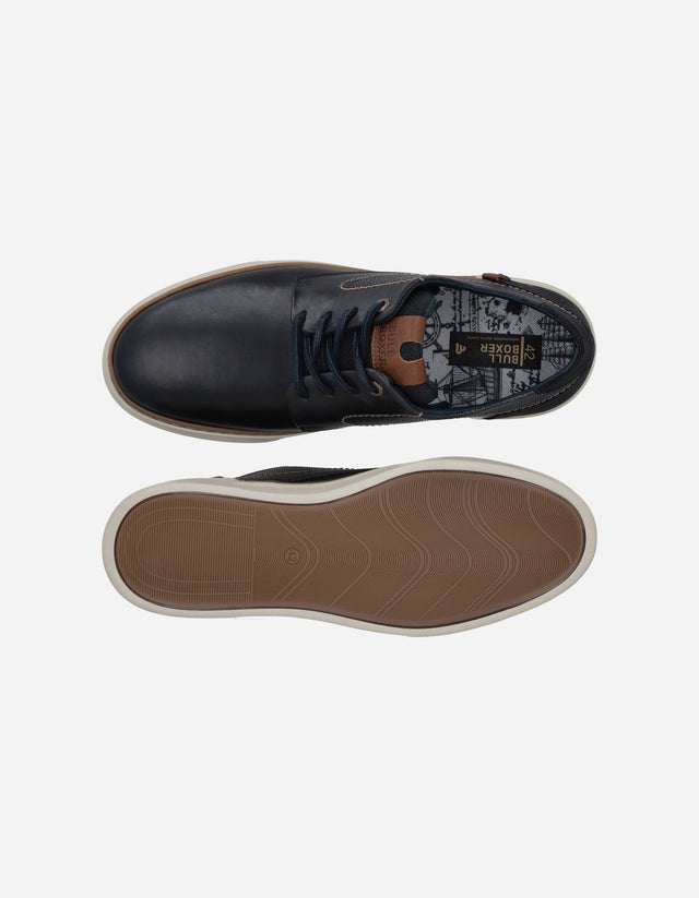 Zapatillas Zapato Casual Hombre Diseño Versatil Cuero Orbit-0-11 Azul Bullboxer