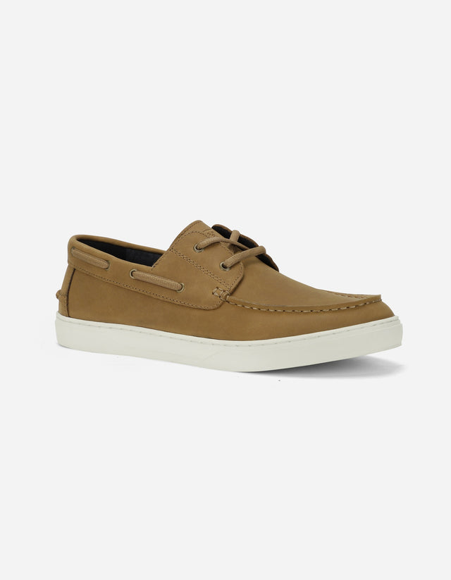 Zapatos Mocasín Náutico Hombre Cuero Portbay Brandy