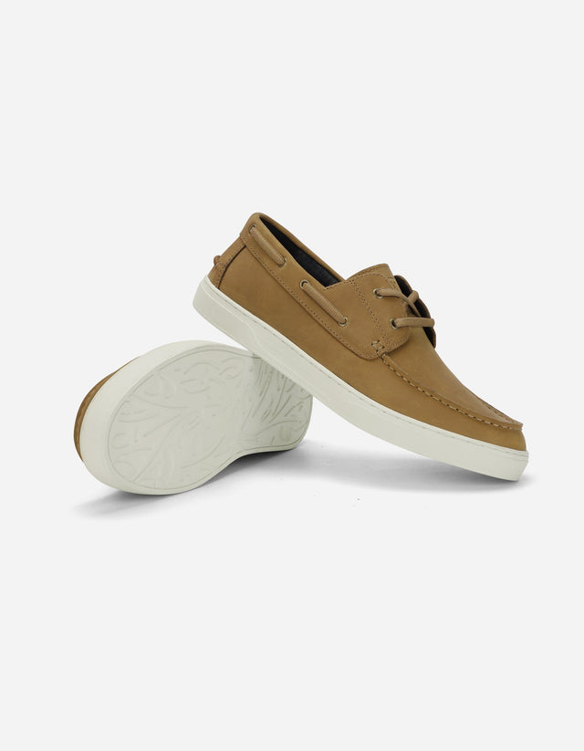 Zapatos Mocasín Náutico Hombre Cuero Portbay Brandy