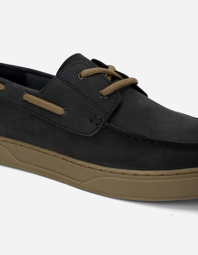 Zapatos Mocasín Náutico Hombre Cuero Portbay Negro