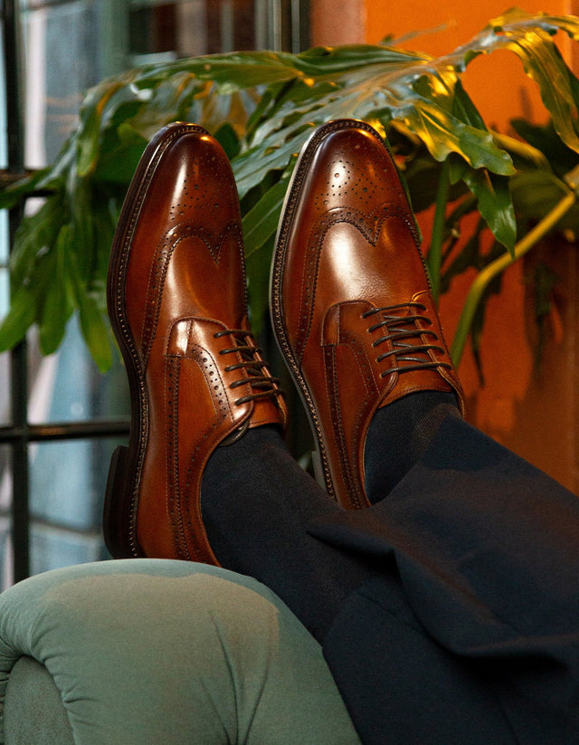 Zapatos Formal Hombre Suela Cuero Regent Brandy