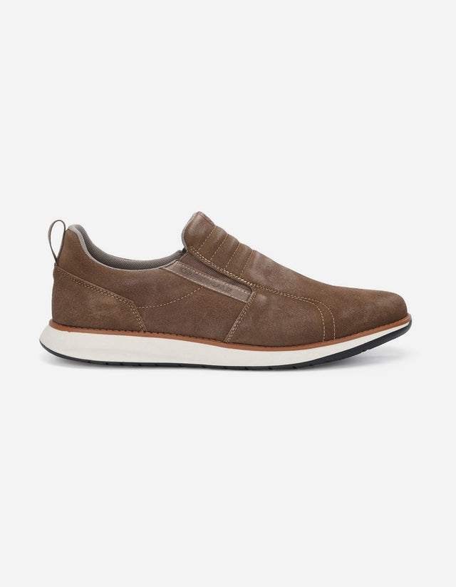 Zapatillas Hombre Slip-On Cuero Reston-3-08 Taupé