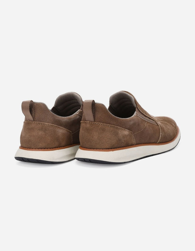Zapatillas Hombre Slip-On Cuero Reston-3-08 Taupé