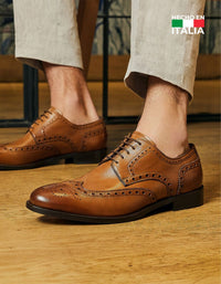 Zapatos Formales Hombre Suela Cuero Magno Senato-0-03 Brandy