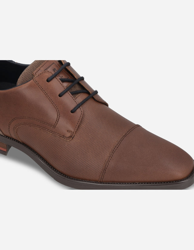 Zapatos Formal Casual Hombre Derby Cuero Con Textura Soren-0-15 Brandy