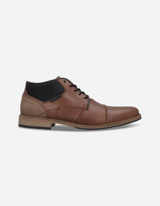 Botines Formal Casual Hombre Cuero Con Costuras Decorativas Thoren-6-24 Brandy