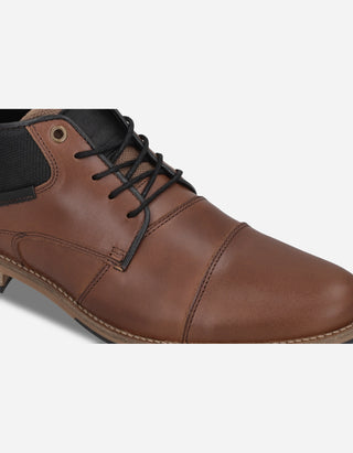 Botines Formal Casual Hombre Cuero Con Costuras Decorativas Thoren-6-24 Brandy